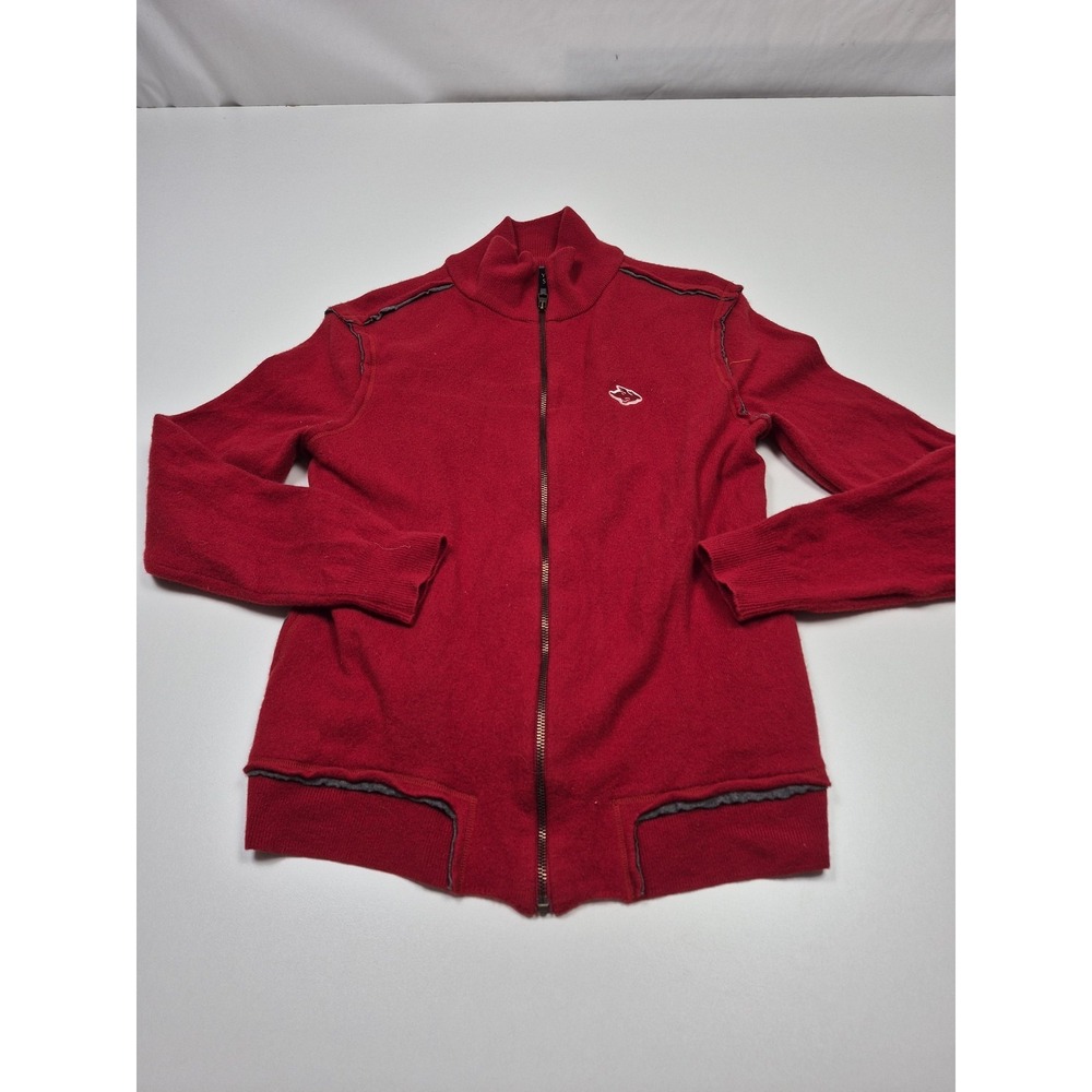 Pearly Gates Sweater Mens Large Red Full Zip Mock Neck Golf Pockets Knit Logo